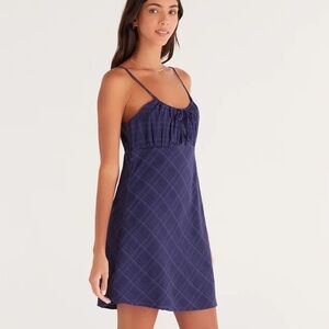 Z Supply Navy Blue Liana Textured Adjustable Strap Mini Dress